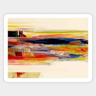 modern abstract painting rainbow Sticker